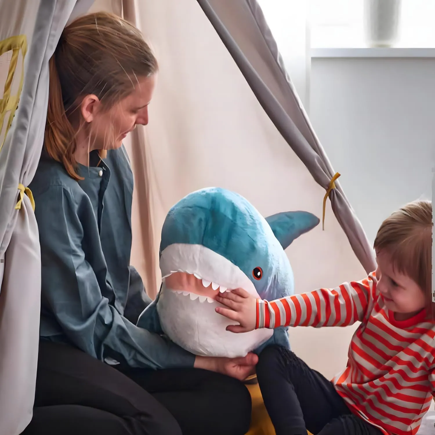 Ryttir 2 Pack 23.6 Inch Large Shark Stuffed Animal,Soft Shark Plush Chubbier Stuffed Shark Décor Fuzzy Shark Pillow,Perfect Stress Relief Shark Gifts for Women Kids
