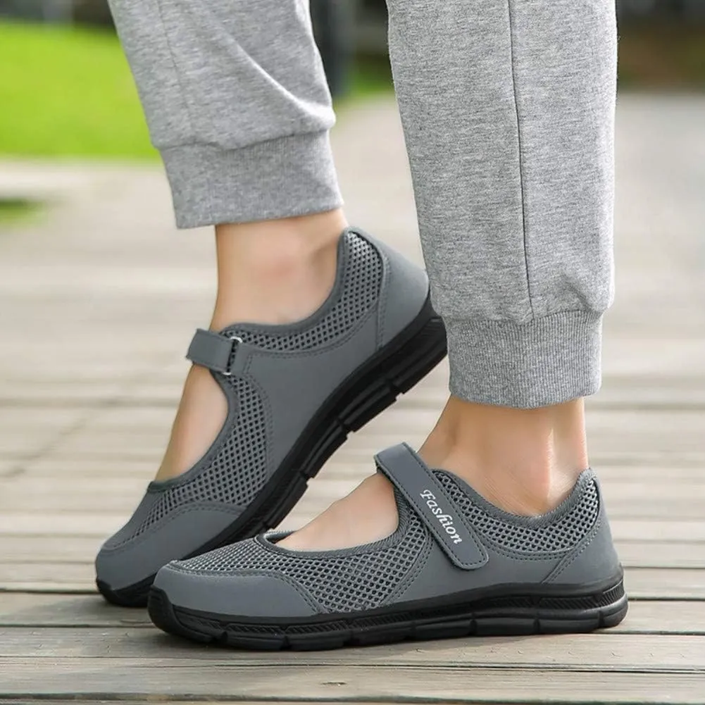 SAGUARO Women's Breathable Walking Shoes Ladies Fashion Mary Jane Sneakers Adjustable Working Nurse Shoes Lightweight Flats Roll I