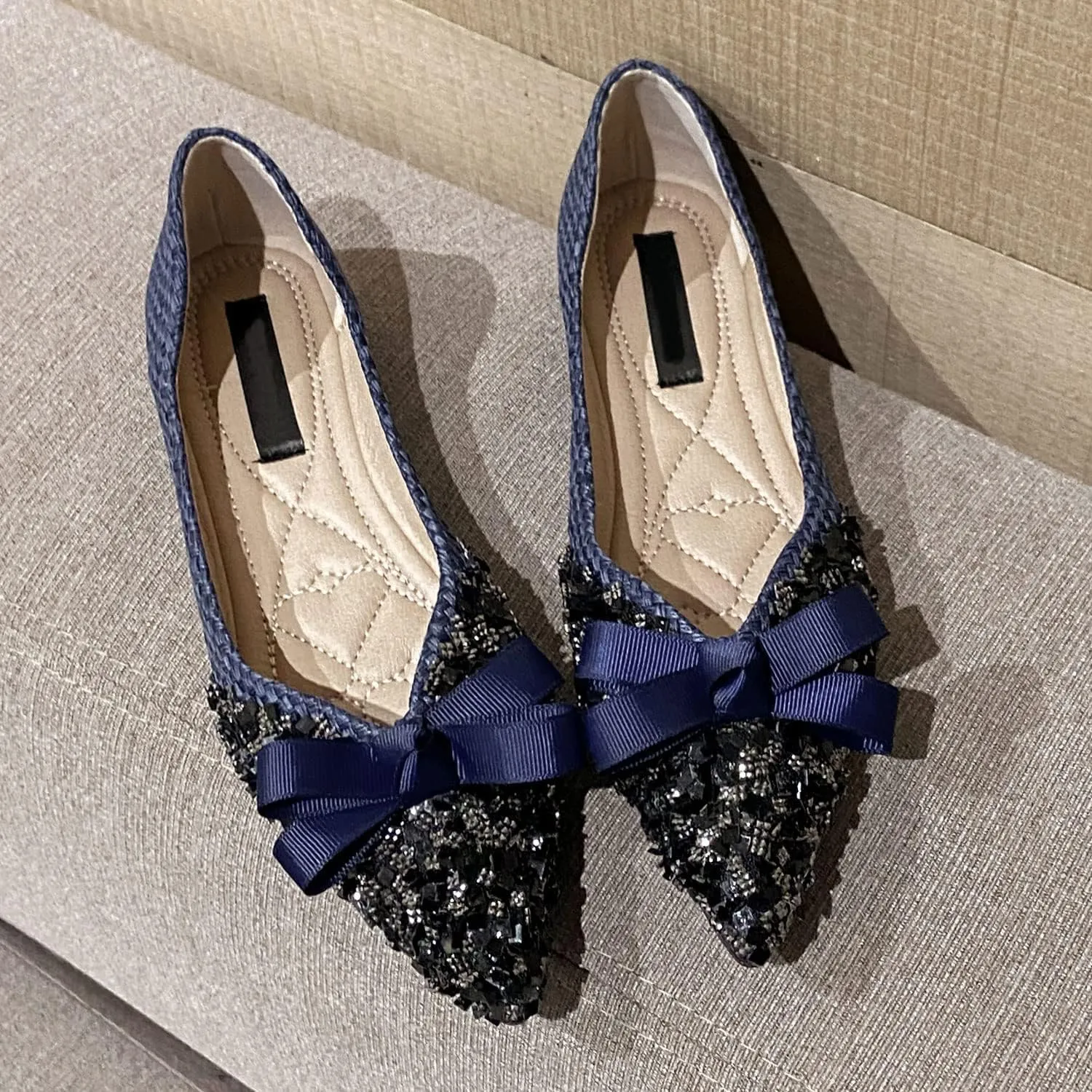 SAILING LU Dressy Shoes for Women Pointed Toe Bowknot Ballet Flats Comfortable Light Weight Slip on Walking Loafers