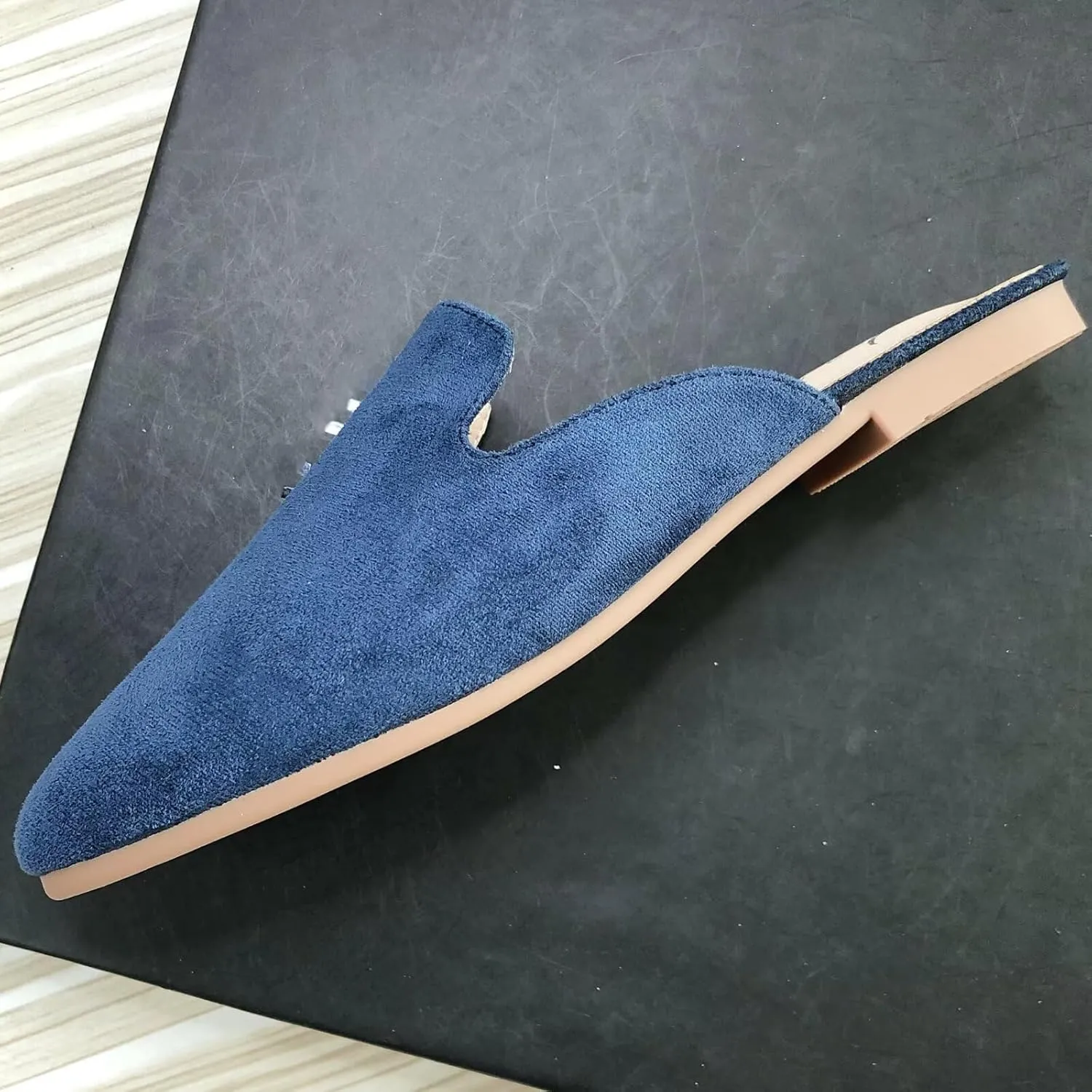 SAILING LU Square Toe Mules for Women Casual Backless Shoes Solid Color Flat Slip ons Comfort Summer Sandals