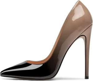 SAMMITOP Women's Pointed Toe High Heel Pumps 10cm Classic Stiletto Suede Shoes