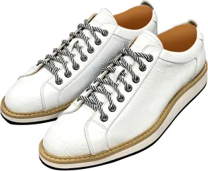 Santimon Mens Shoes Fashion Casual Sneakers for Men Comfort Walking Shoes Modern Breathable Genunie Leather Flat Sneaker Crocodile Embossed Derby