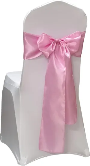 Satin Chair Sashes Chair Bow Bows Chairs Tie Back Chairs Decoration Wedding Banquet Party (50, Light Pink)