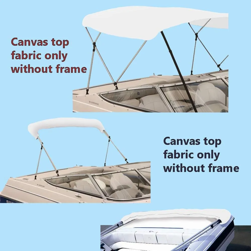 SavvyCraft 4 Bow Bimini Top Replacement Cover 9 Colors Options 8ft and 10ft Long, Durable Marine Grade Canvas Sun Shade Boat Canopy, Easy Install Zipper Sleeves, Replacement Canvas Only No Fram
