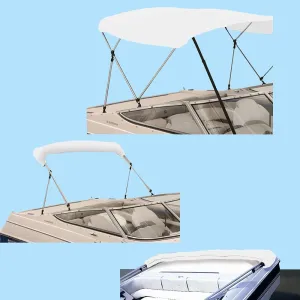 SavvyCraft 4 Bow Bimini Top Replacement Cover 9 Colors Options 8ft and 10ft Long, Durable Marine Grade Canvas Sun Shade Boat Canopy, Easy Install Zipper Sleeves, Replacement Canvas Only No Fram