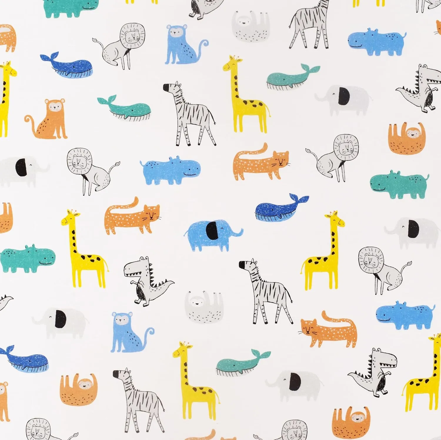 Scientific Sleep Jungle Animals Whale Zebra Monkey Tiger 100% Cotton 4 Pcs Full Bed Sheet Set Kids Boys Girls Toddler Teen, Flat Sheet & Fitted Sheet & Pillowcase Kids Bedding Set (Full, Animals)