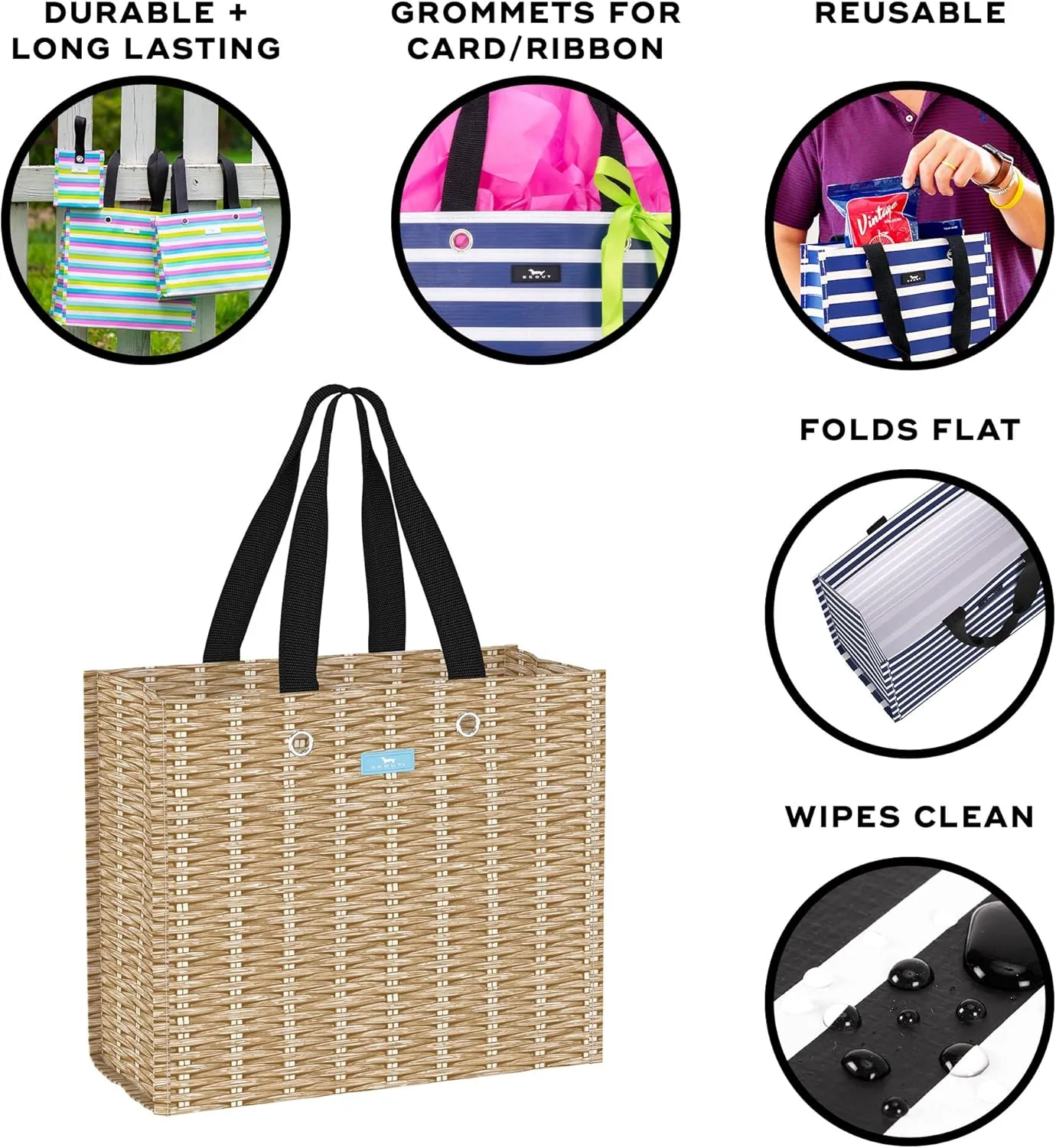 SCOUT Large Package Gift Bag, Large Reusable Gift Bag Measuring 13.5" x 12" x 6"