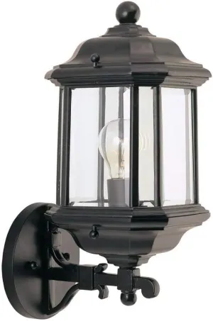 Sea Gull Lighting 84030-12 Kent One-Light Outdoor Wall Lantern with Clear Beveled Glass Panels, Black Finish