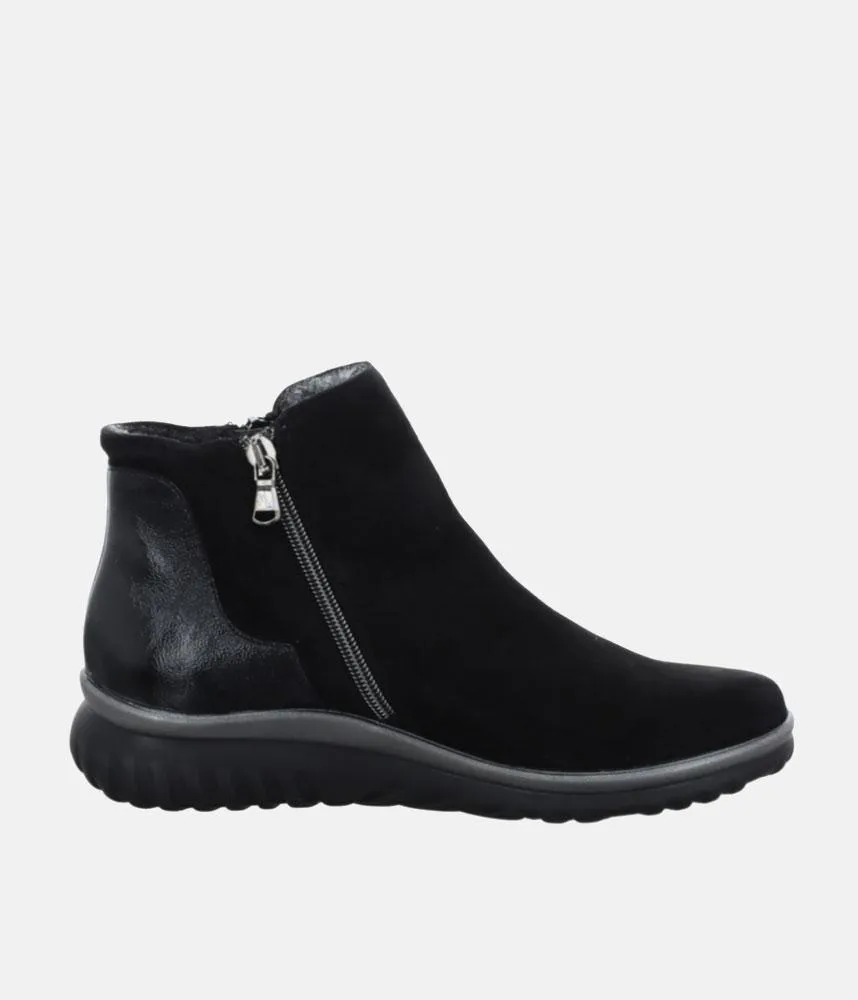 Semler Premium Black Suede Ankle Bootie