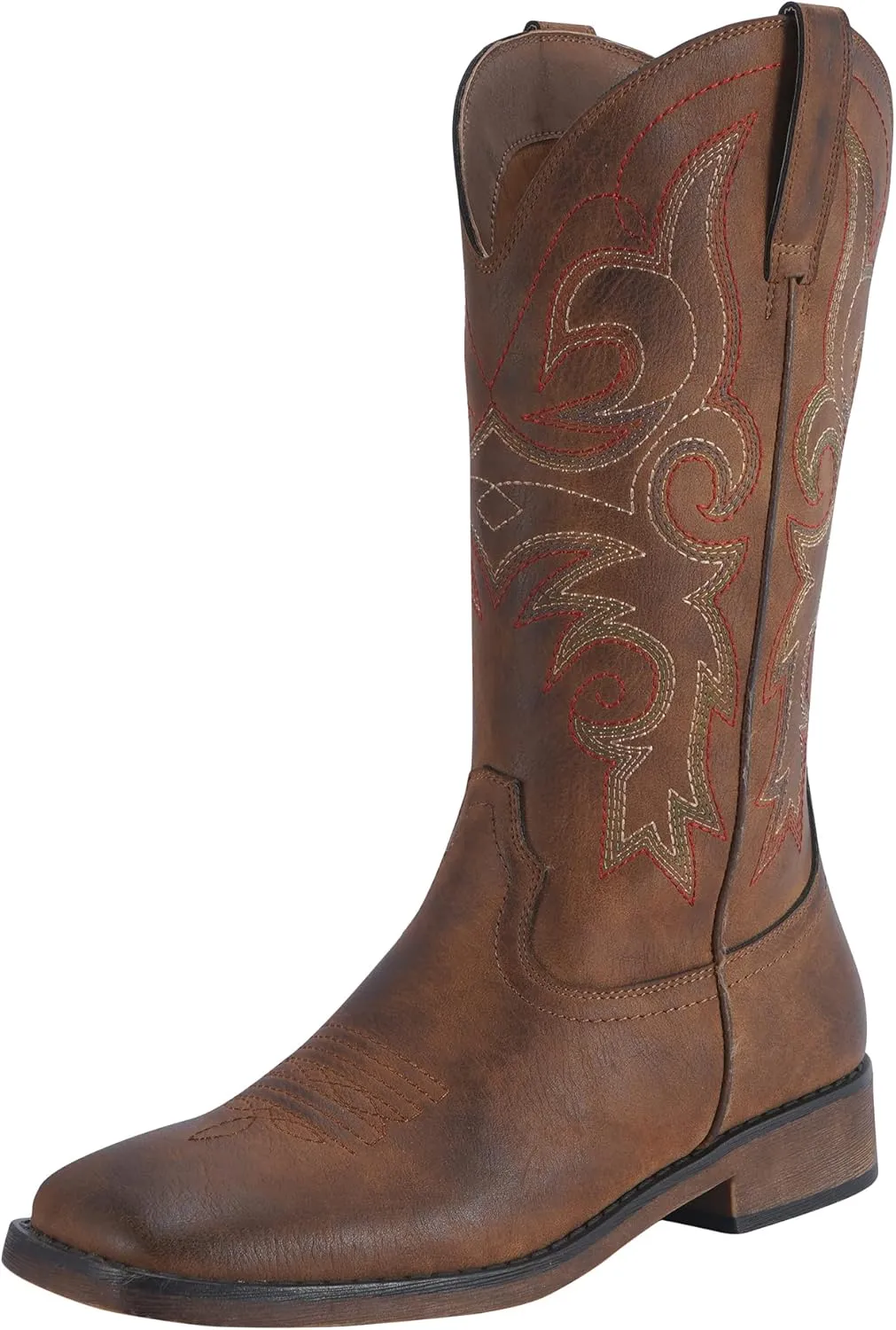SheSole Women's Fashion Western Cowgirl Cowboy Boots Wide Square Toe Mid Calf