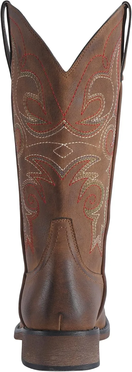 SheSole Women's Fashion Western Cowgirl Cowboy Boots Wide Square Toe Mid Calf