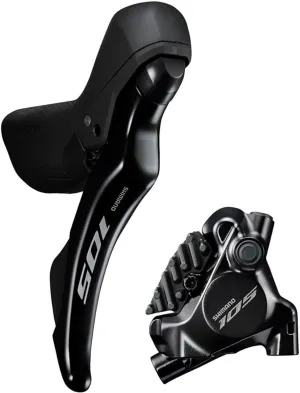 SHIMANO 105 105 ST-R7120-L Shift/Brake Lever with BR-R7170 Hydraulic Disc Brake Caliper - Left/Front, 2X, Flat Mount,