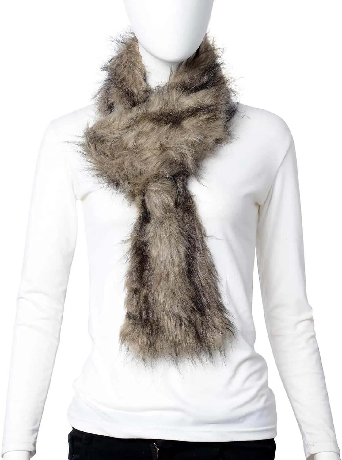 Shop LC Faux Fur Scarf for Women Neck Wrap with Boot Cuffs 100% Polyester Winter Accessories Birthday Mothers Day Gifts