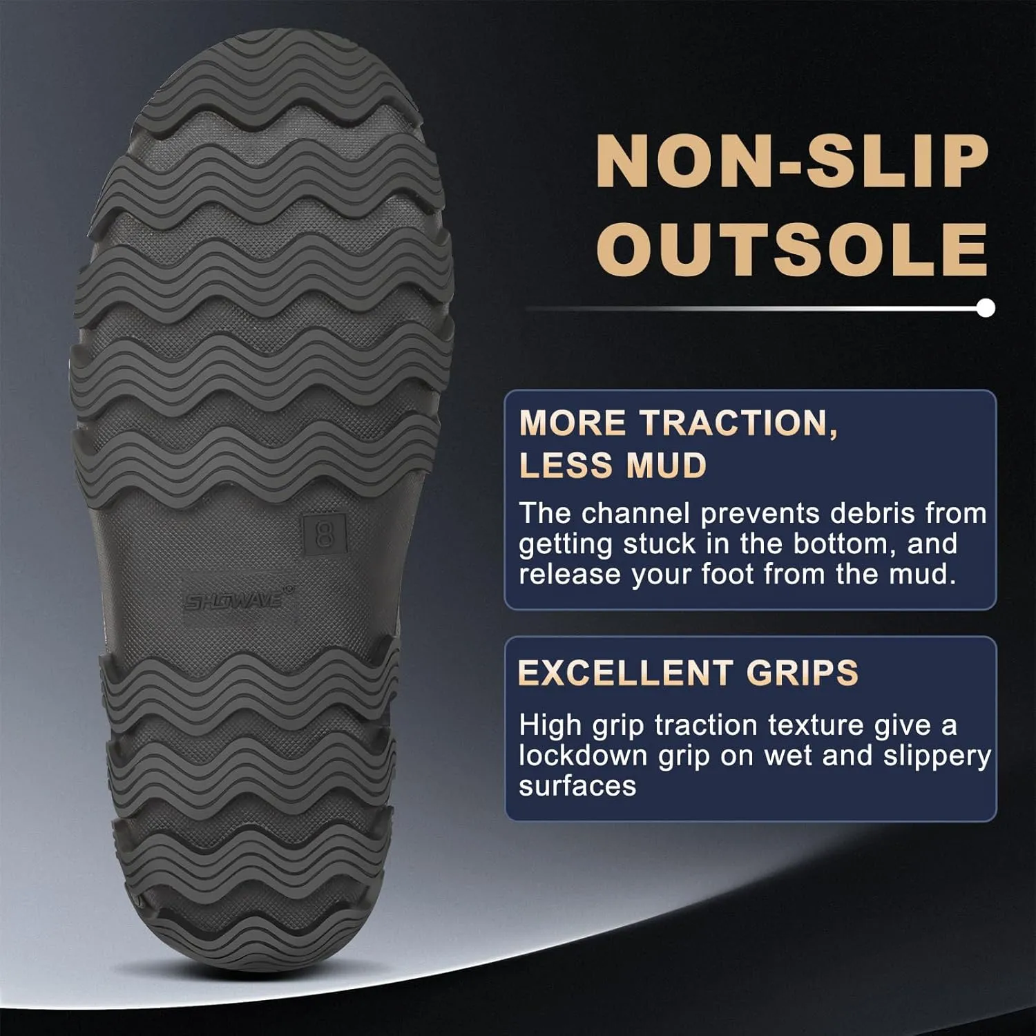 Showave Classic Men's Rubber Boots Waterproof Rain Boots Insulated Neoprene Boot Mud Boot for Farming Hunting Gardening Yard Chore Working