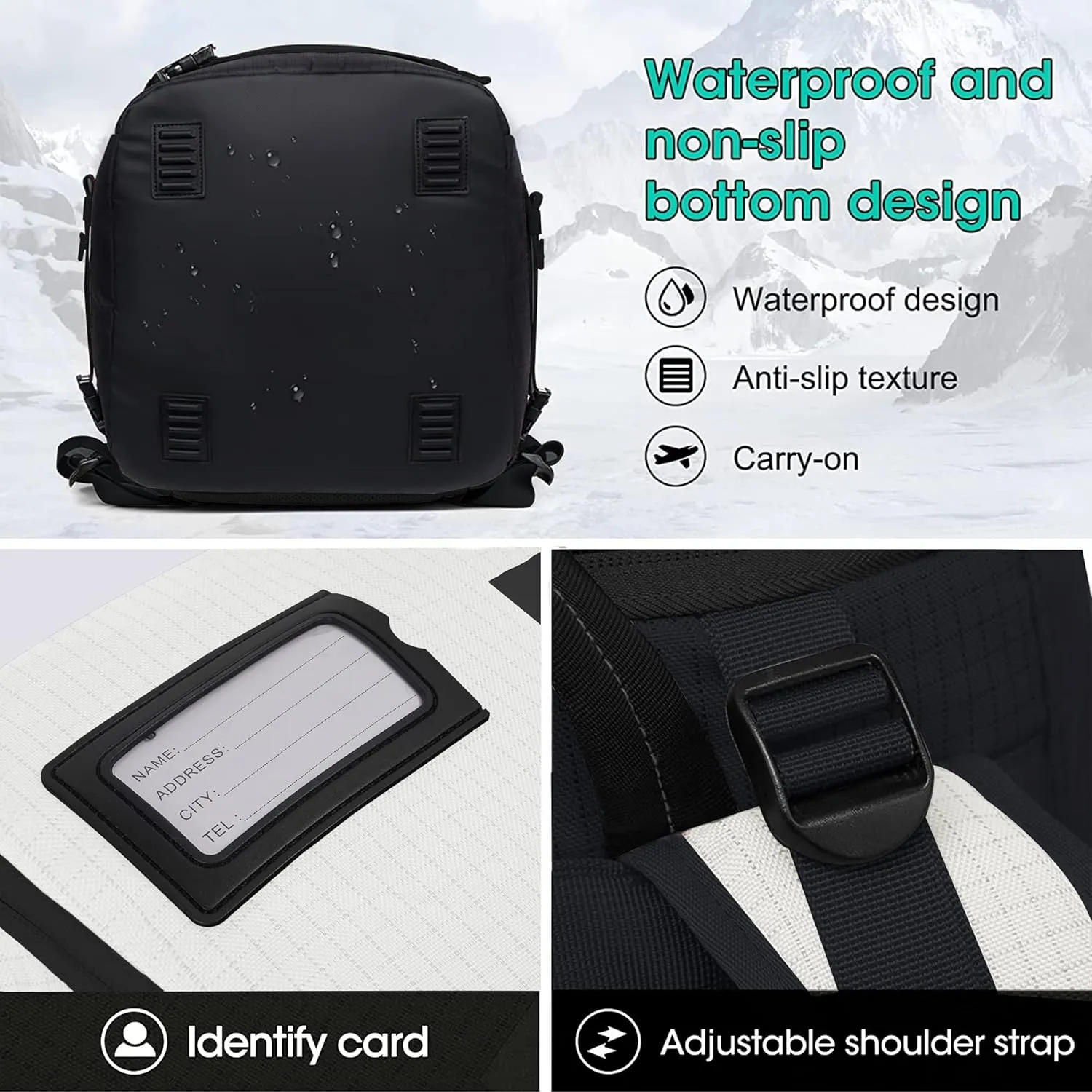 Ski Boot Bag, 55L Waterproof Ski and Snowboard Boots Travel Backpack for Skis, Snowboard, Ski Helmet, & Accessories