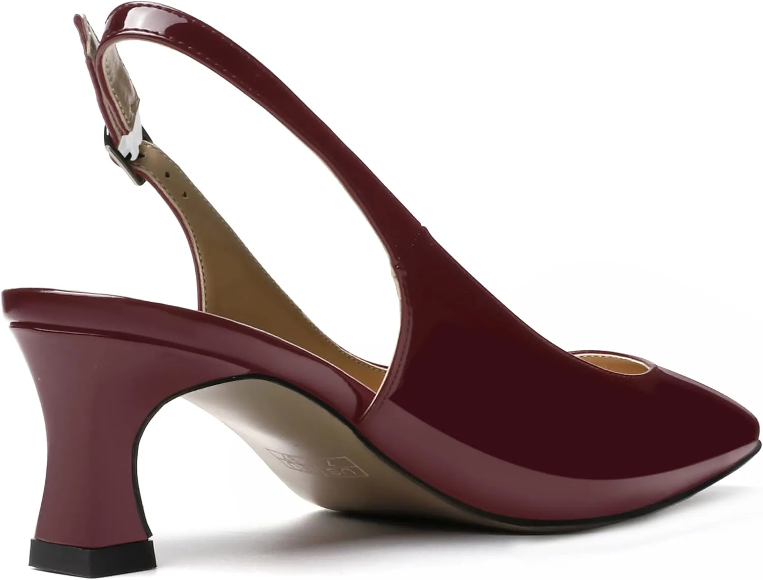 SKYSTERRY Women's Dress Evening Slingback Kitten Square Toe Office Patent Spool Low Heel Pumps Shoes 2 Inch