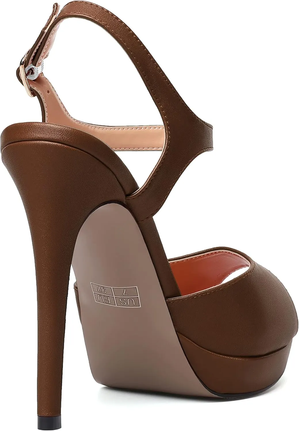 SKYSTERRY Womens Matte Dress Wedding Buckle Platform Peep Toe Ankle Strap Stiletto High Heel Pumps Shoes 4.7 Inch