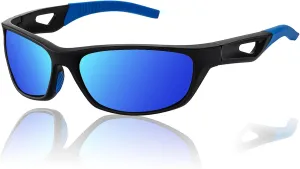 SKYWAY Fishing Baseball Polarized Sports Sunglasses for Men Light Floating Shades for Women Athletic Running Cycling Sun Glasses Blue Lens