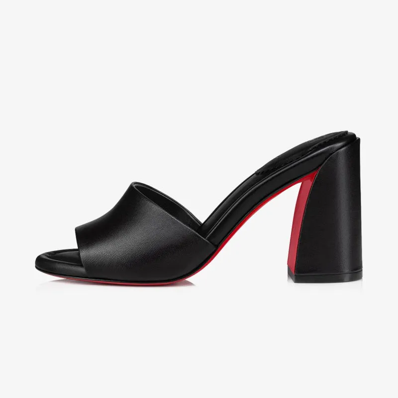 Sleek Black Leather Strappy Sandals