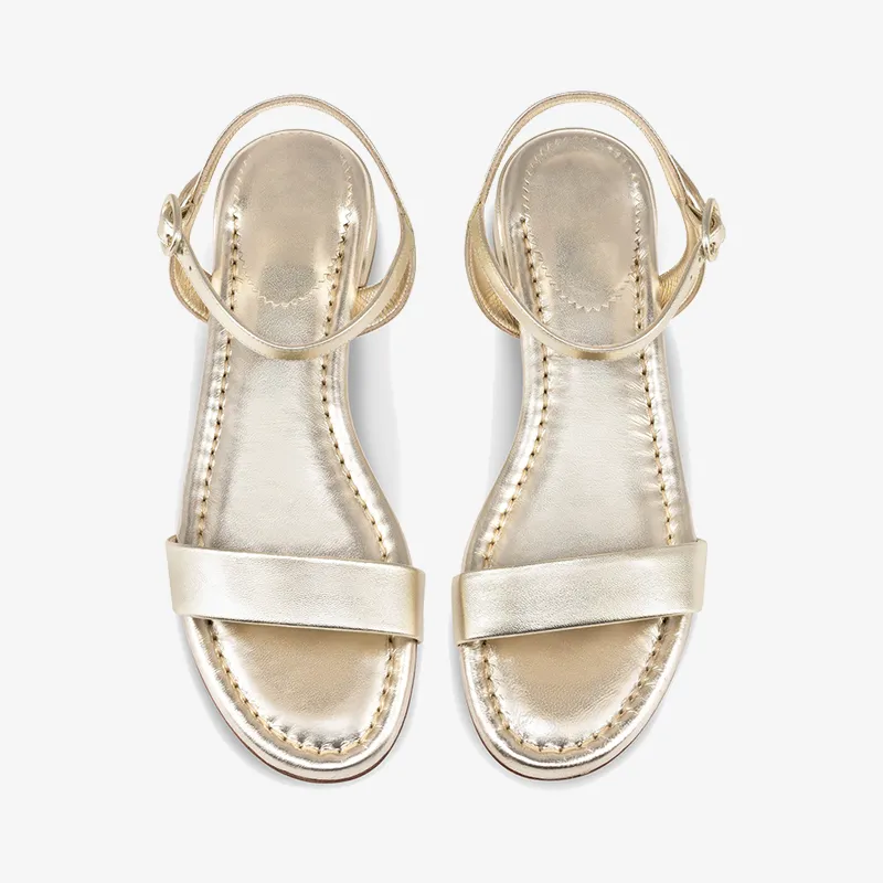 Sleek Platinum Laminated Leather Sandal