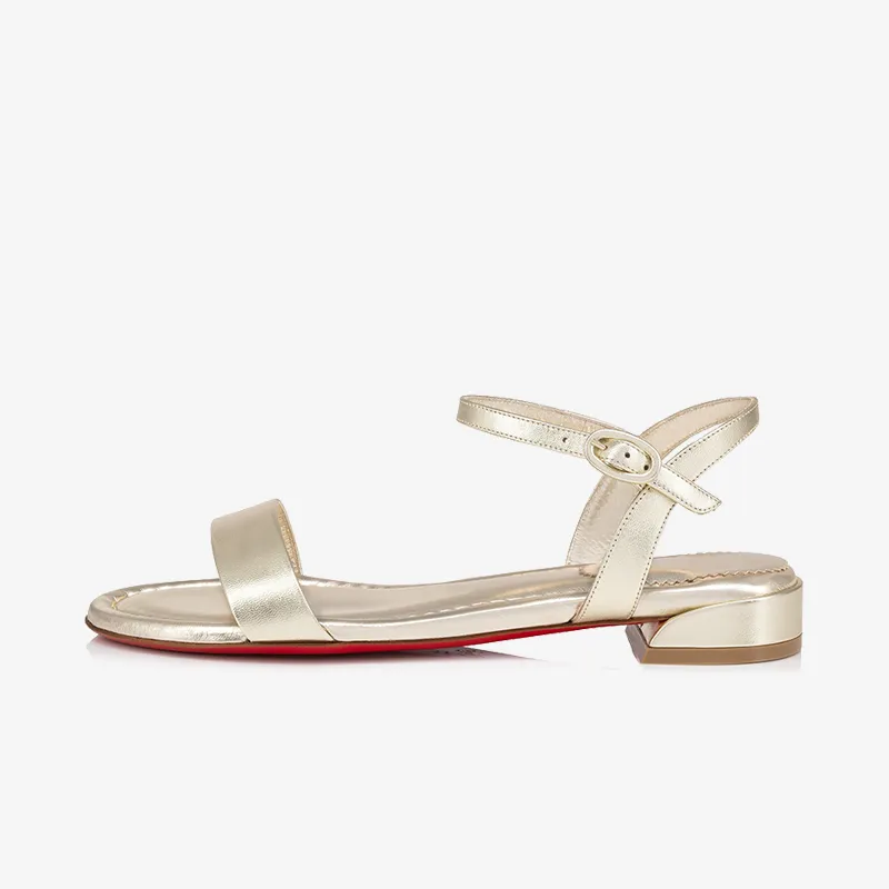 Sleek Platinum Laminated Leather Sandal