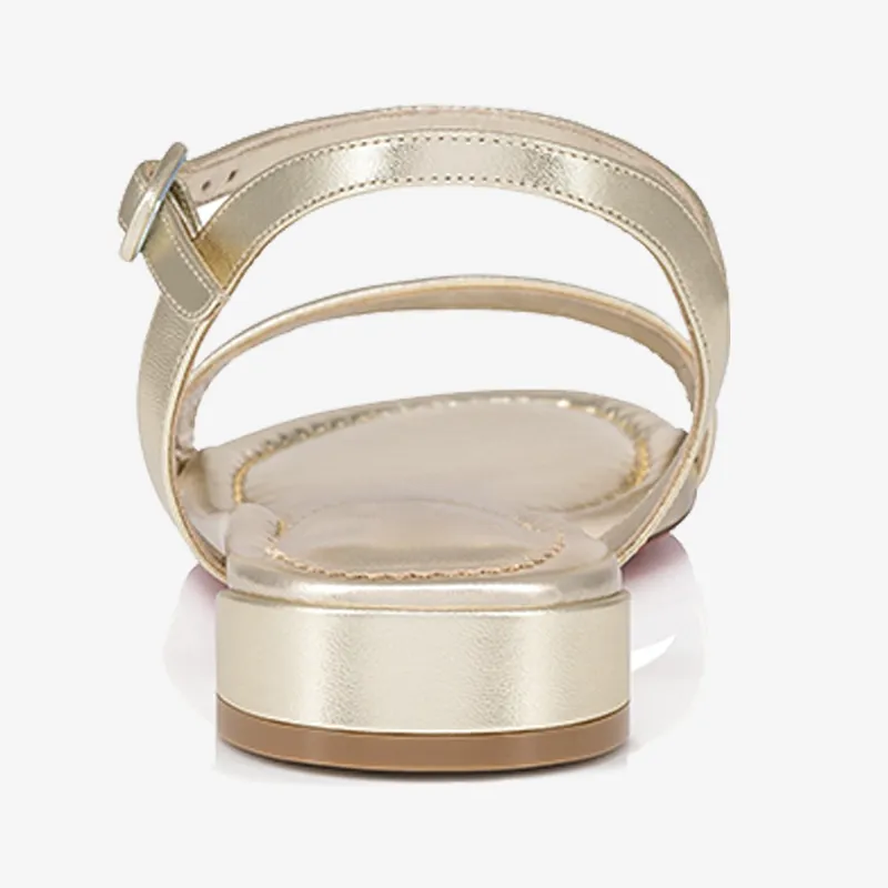 Sleek Platinum Laminated Leather Sandal