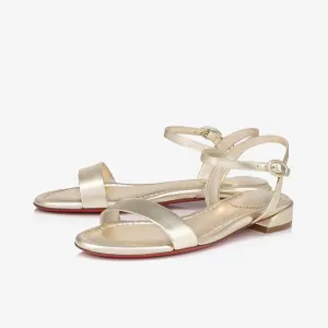 Sleek Platinum Laminated Leather Sandal