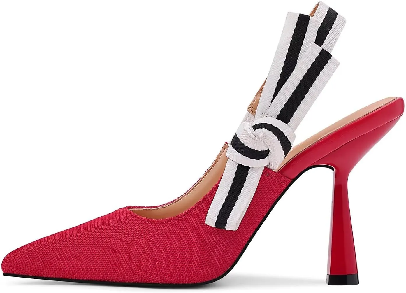Slingback Heels for Women Closed Pointed Toe High Heels Bowknot Knitted Dress Work Wedding Pumps Shoes
