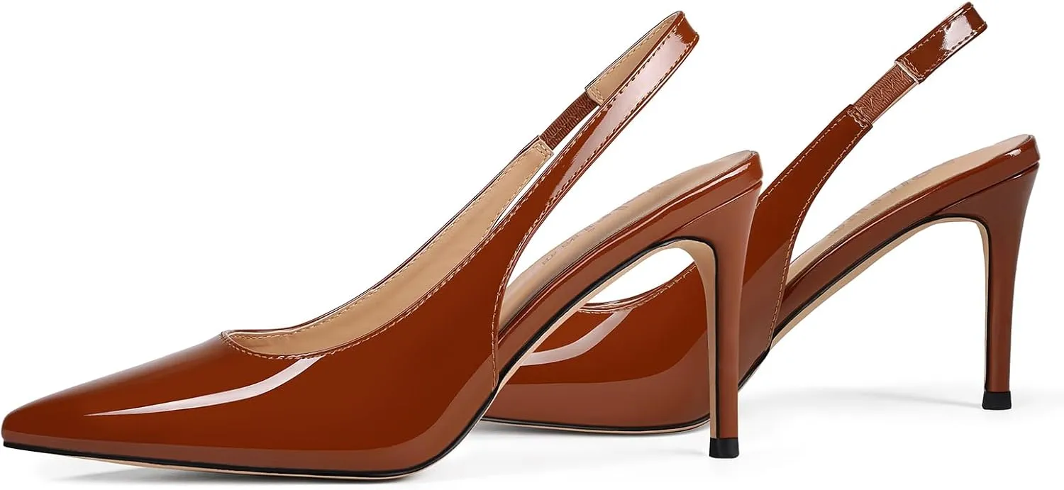 Slingback Heels for Women Pointed Closed Toe Stiletto Pumps Slip-On Dress Shoes Elegant Comfortable Women's Heels for Party Wedding
