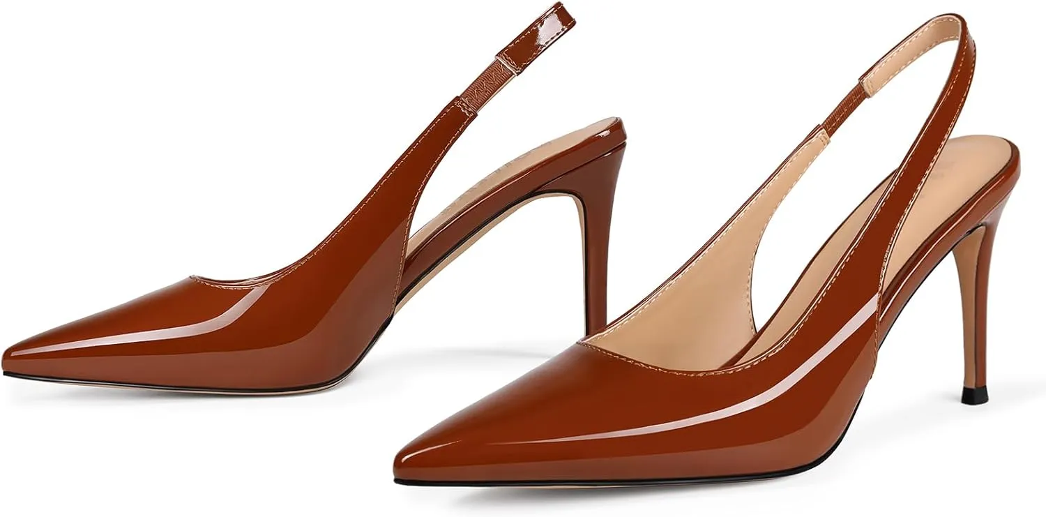 Slingback Heels for Women Pointed Closed Toe Stiletto Pumps Slip-On Dress Shoes Elegant Comfortable Women's Heels for Party Wedding