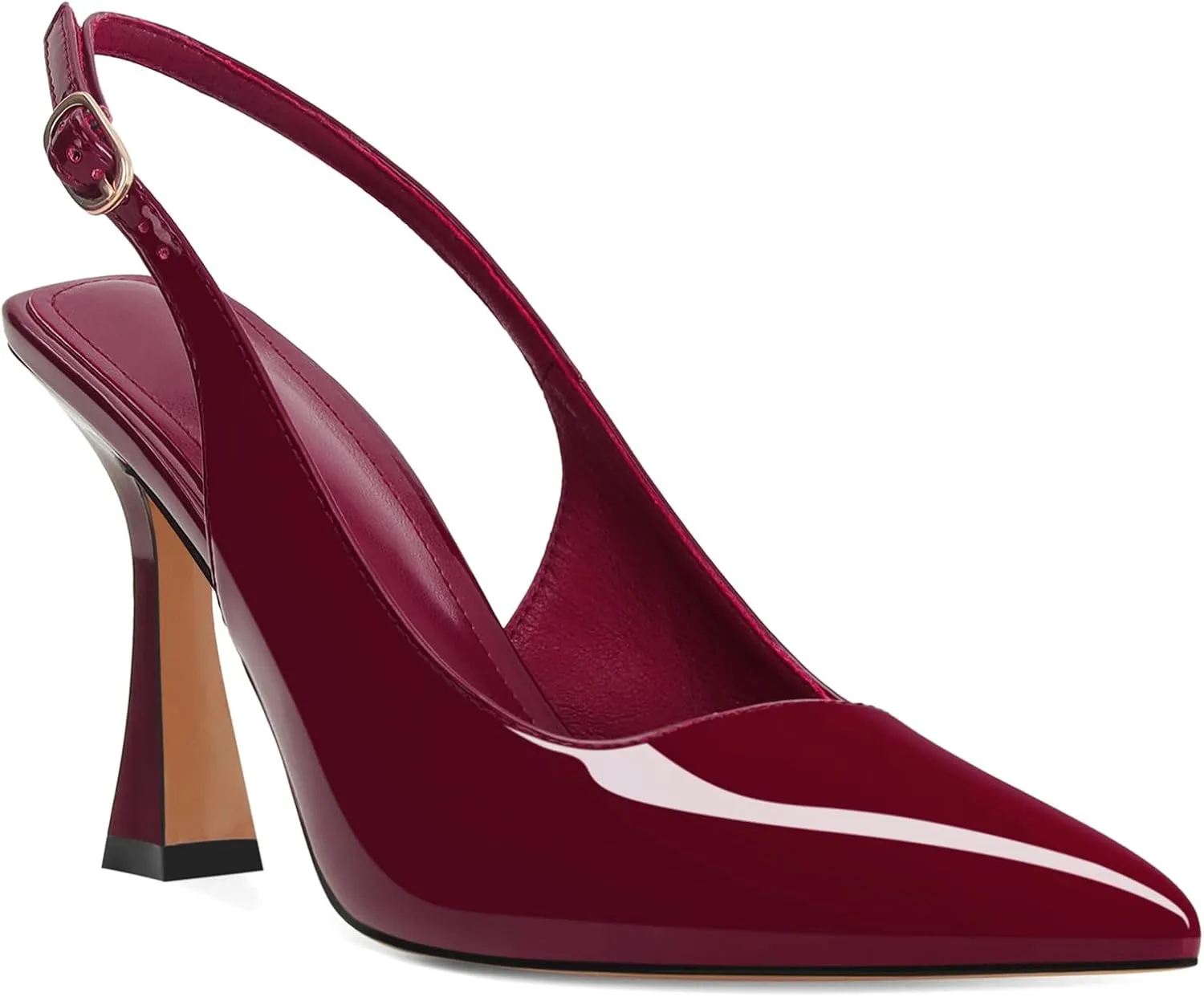 Slingback Kitten Heels for Women Pointed Toe Vintage Stiletto Sexy Pumps Buckle Straps Slip on Flare High Heeled Sandals Work Dressy Shoes