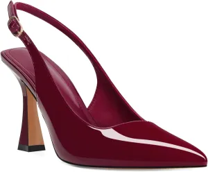 Slingback Kitten Heels for Women Pointed Toe Vintage Stiletto Sexy Pumps Buckle Straps Slip on Flare High Heeled Sandals Work Dressy Shoes