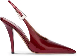 Slingback Pointed Closed Toe Stiletto High Heels Pumps for Women, Patent Leather Metal Buckle Strap Sandal Dress Shoes