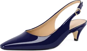 Slingback Pumps Kitten Heels for Women Low Heel Pump Square Toe Shoes Elegant Comfortable Pump 2 Inch Adorable Heel