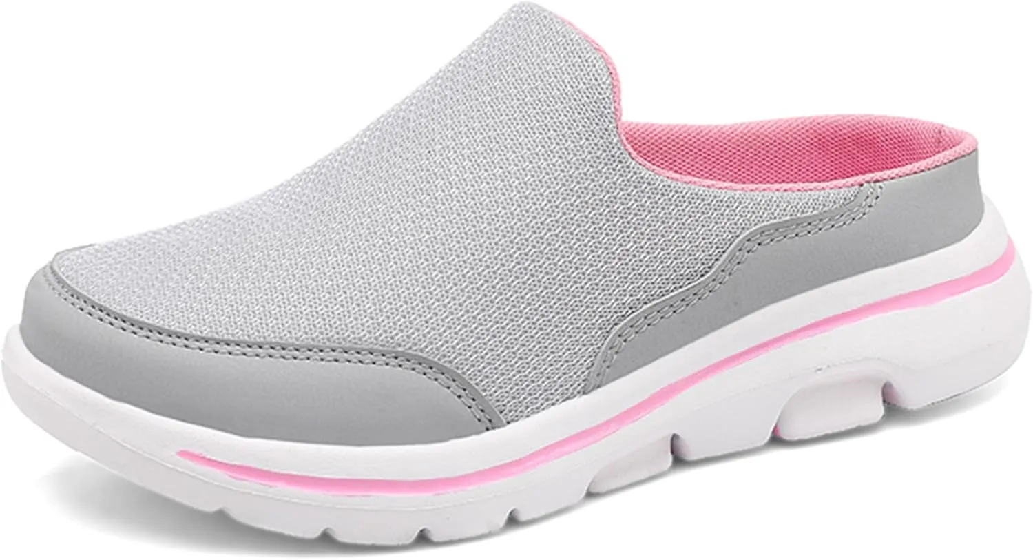 Slip On Mules & Clogs for Womens Mens Light Open Back Shoes Comfort Walking Shoes Breathable Slippers Closed Toe Slides A Light Grey Size: 7 Women/5 Men