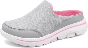 Slip On Mules & Clogs for Womens Mens Light Open Back Shoes Comfort Walking Shoes Breathable Slippers Closed Toe Slides A Light Grey Size: 7 Women/5 Men