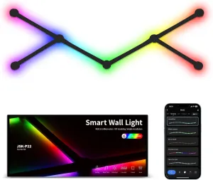 Smart Wall Light Lines, WiFi RGB LED Bars, 16M  Color Dimmable Music Sync DIY Home Decor for Gaming Party Streaming Lovers, Compatible with Alexa & Google Assistant (6 Lines, Black)