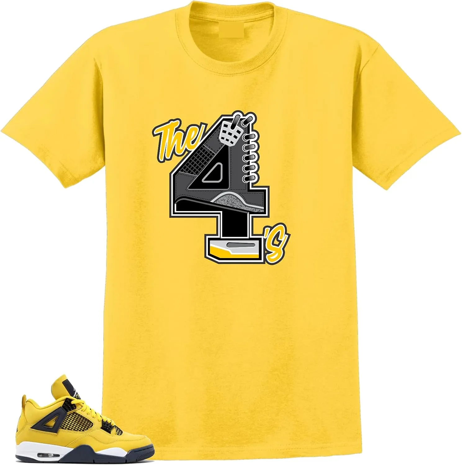SNELOS Shirt to Match Sneaker Jordan 4 Tour Yellow Lighting Match Jordan tee