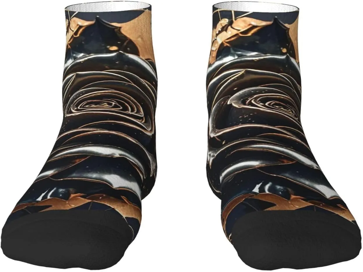 Socks for Women Men Breathable Moisture Wicking Boot Socks Black rose gold Marble Warm Calf Socks