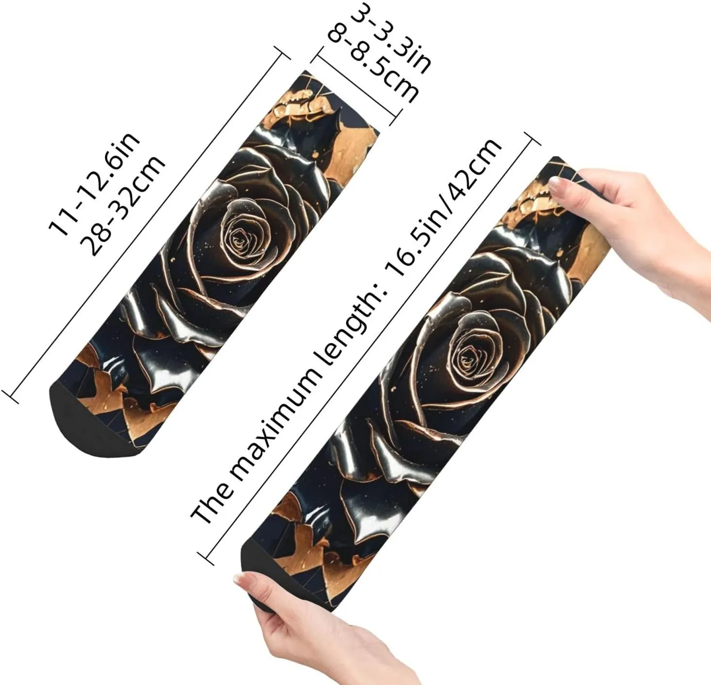 Socks for Women Men Breathable Moisture Wicking Boot Socks Black rose gold Marble Warm Calf Socks