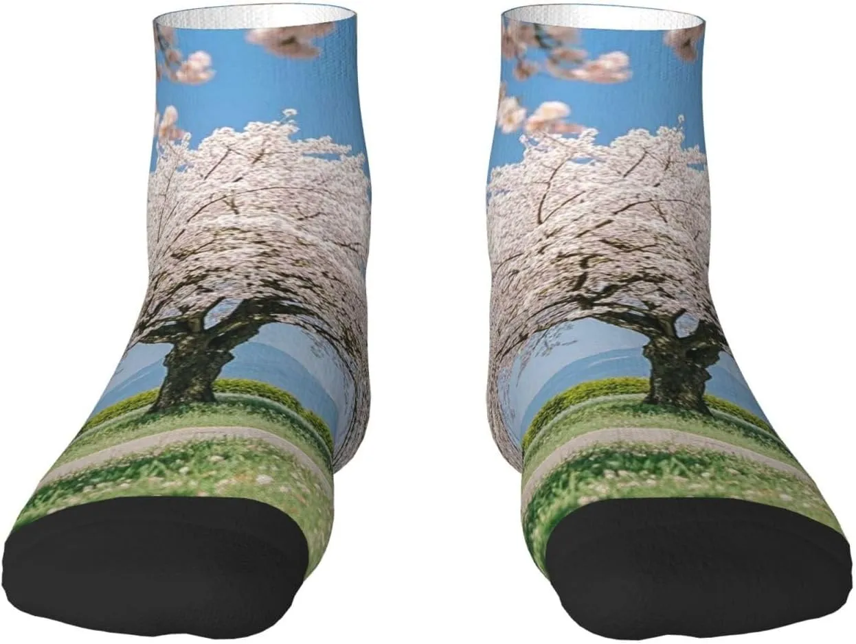 Socks for Women Men Breathable Moisture Wicking Boot Socks Cherry Blossoms Tree Warm Calf Socks