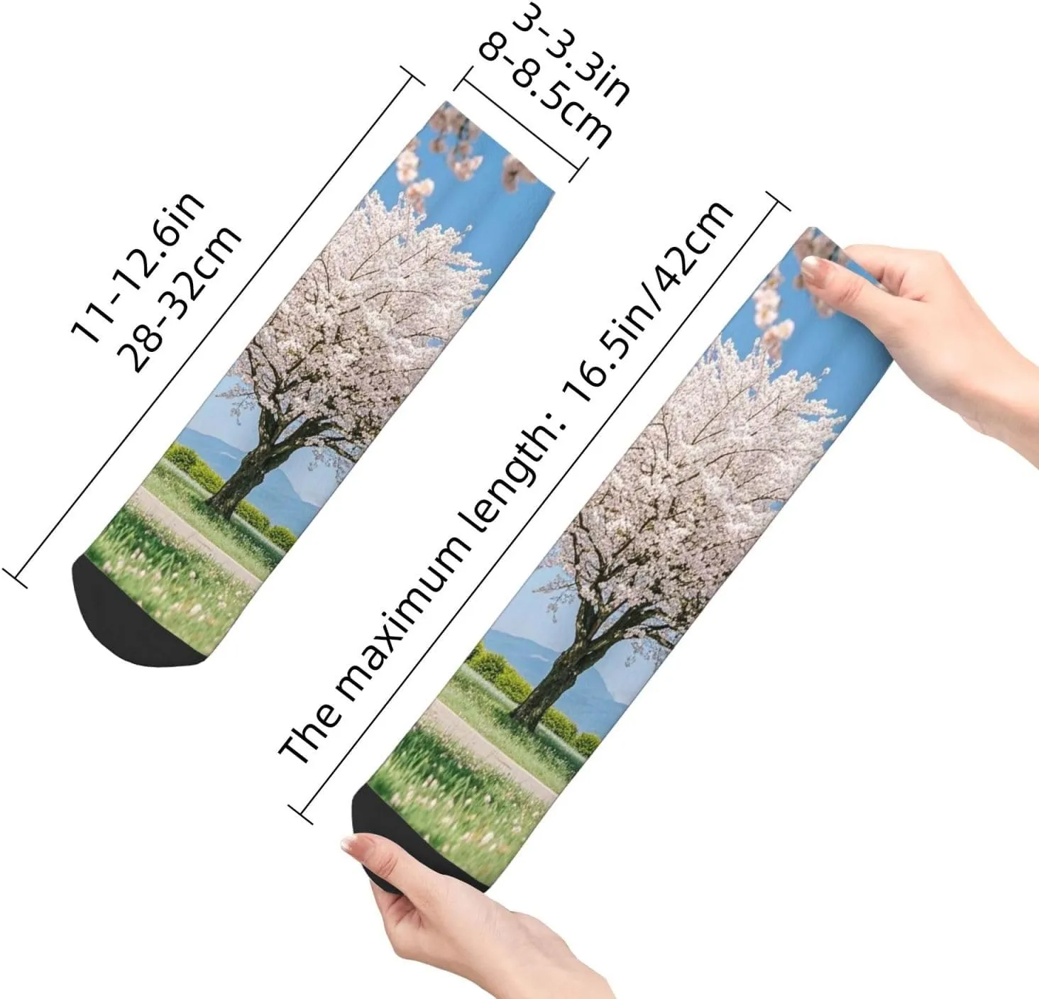 Socks for Women Men Breathable Moisture Wicking Boot Socks Cherry Blossoms Tree Warm Calf Socks