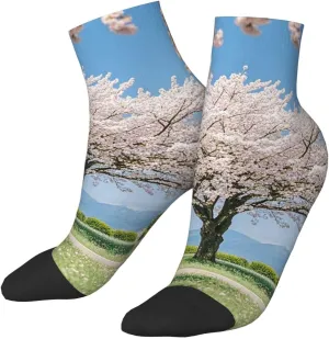 Socks for Women Men Breathable Moisture Wicking Boot Socks Cherry Blossoms Tree Warm Calf Socks
