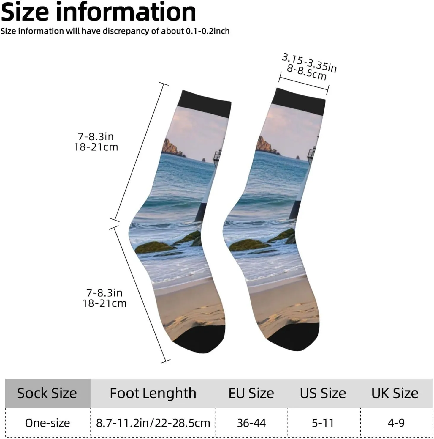 Socks for Women Men Breathable Moisture Wicking Boot Socks Sea Lighthouse Sandbeach Warm Calf Socks