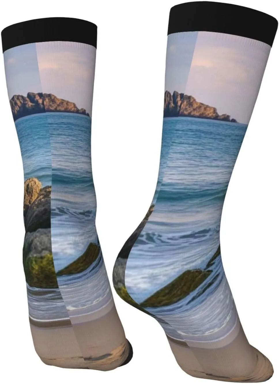 Socks for Women Men Breathable Moisture Wicking Boot Socks Sea Lighthouse Sandbeach Warm Calf Socks