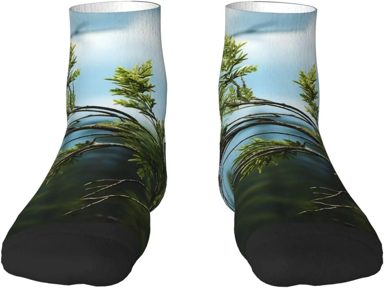 Socks for Women Men Breathable Warm Boot Socks Pine Branches and Leaves Calf Socks for Hiking Work