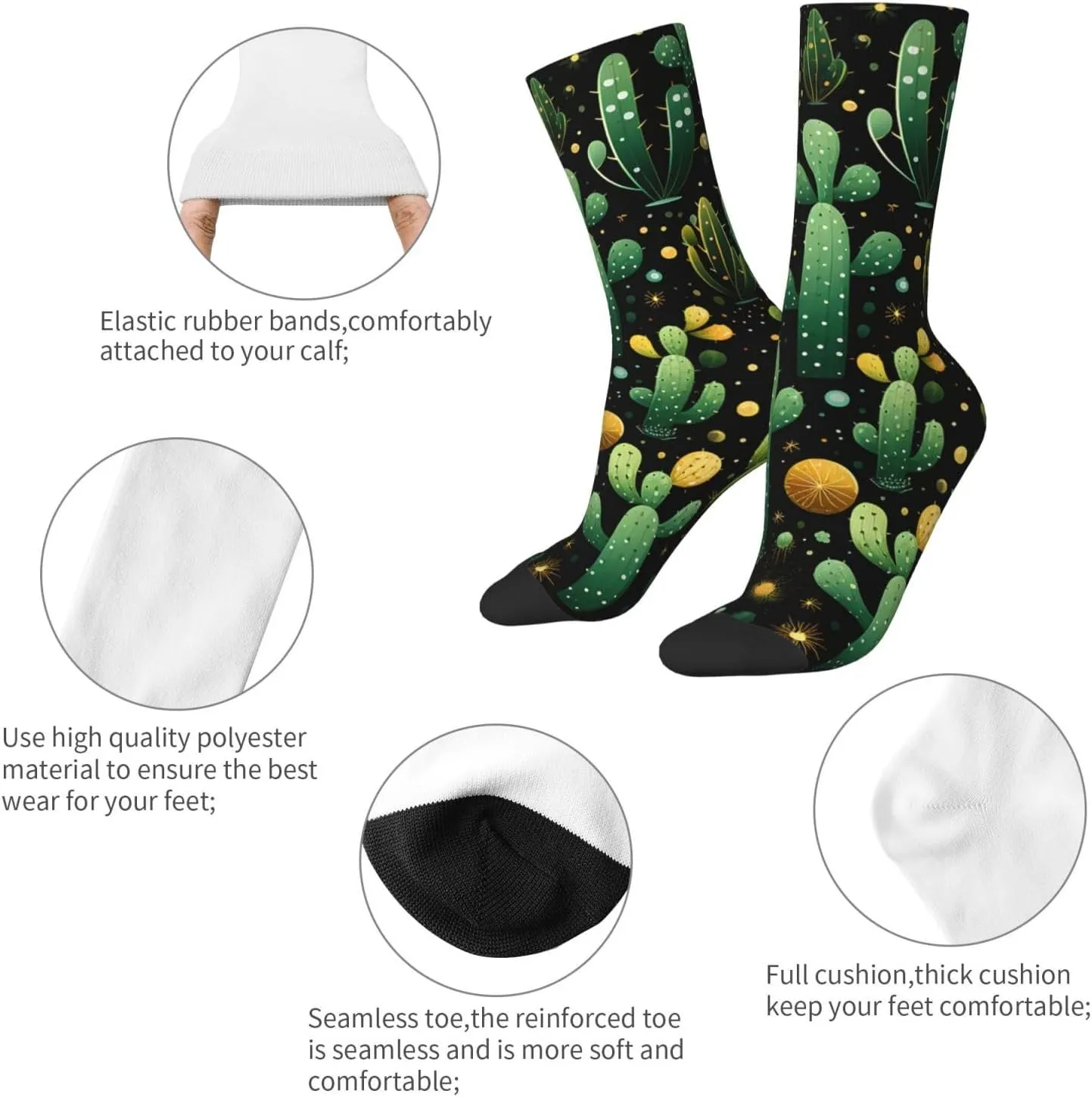 Socks for Women Men Many Cacti Boot Socks Breathable Warm Calf Socks for Hiking Work