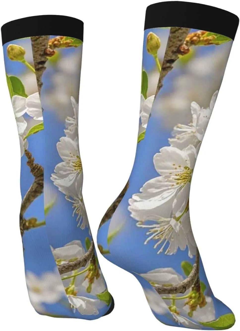 Socks for Women Men Warm Breathable Boot Socks Cherry Blossoms Calf Socks Crew Sock for Hiking