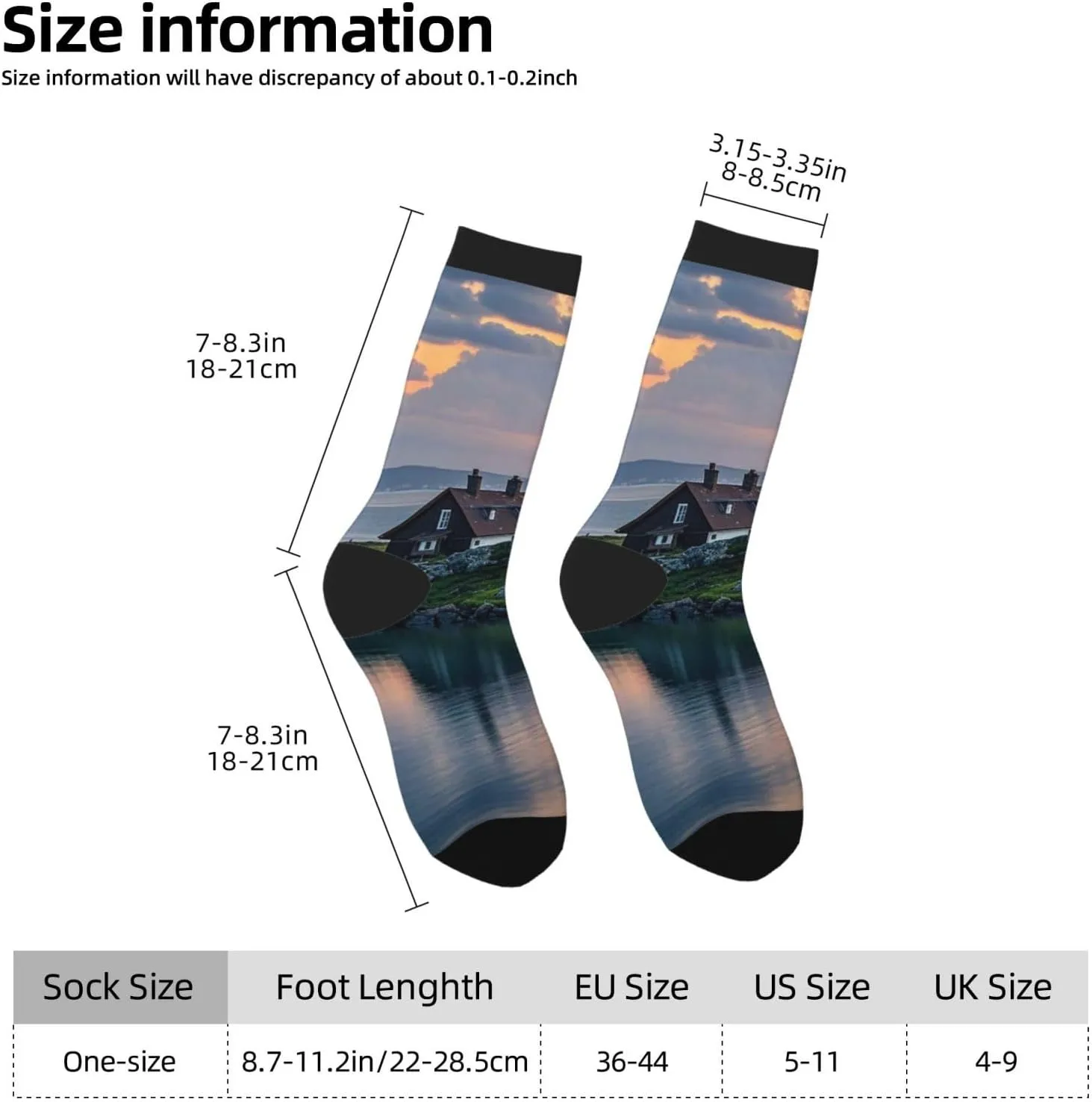 Socks for Women Men Warm Breathable Boot Socks Lighthouse at Sunset Calf Socks Crew Sock for Hiking