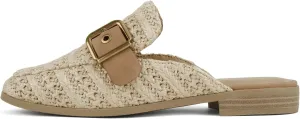 Soda Chantal ~ Women Square Toe Slip-On Low Heel Mule with Buckle Strap